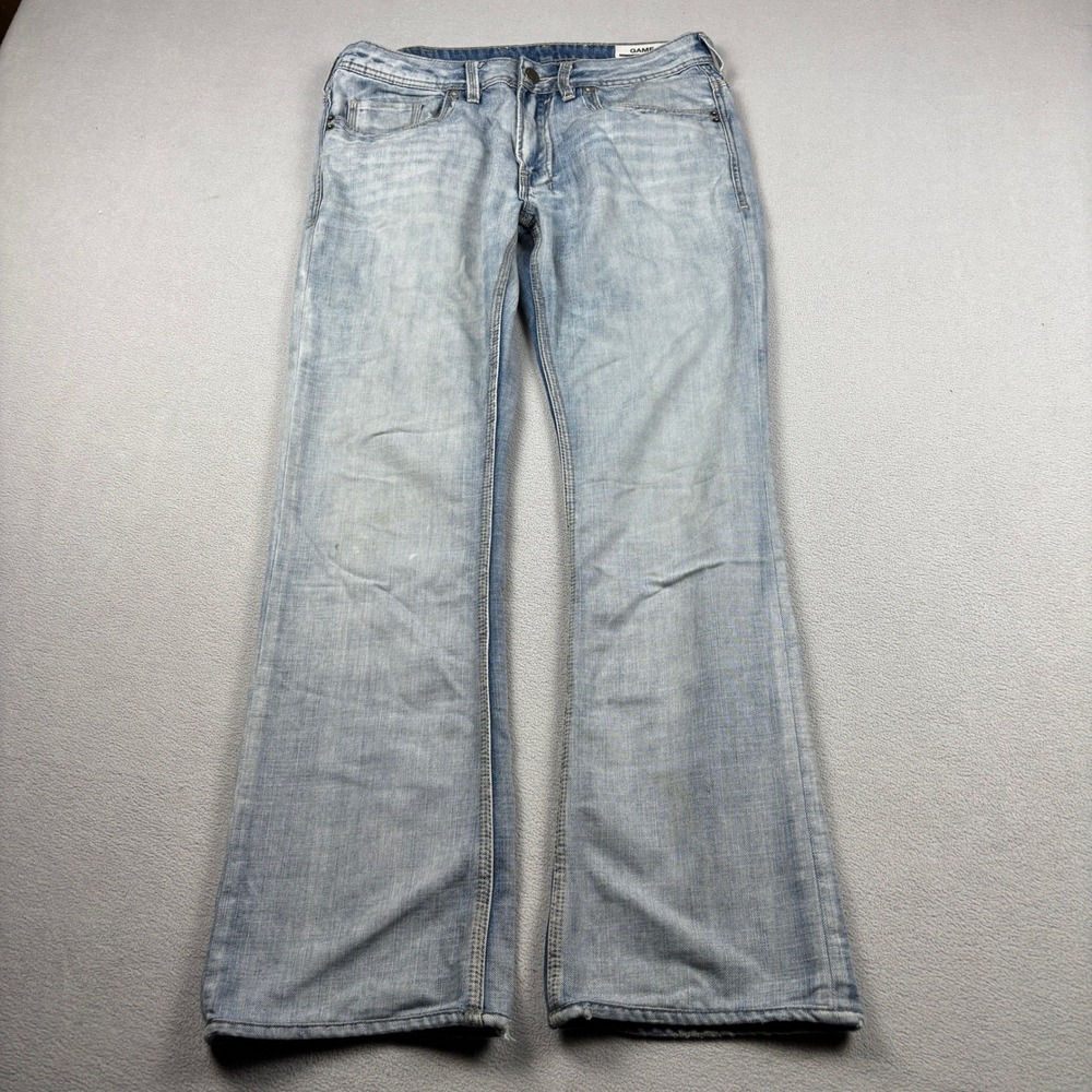 David Bitton Buffalo Game Boot Cut Jeans Mens 31x34 Blue Light Wash Denim